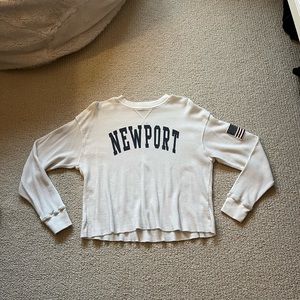 Brandy Melville Newport Beach Waffle White Long Sleeve. One Size